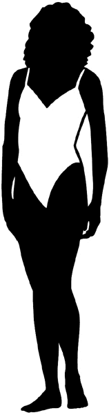 Lady silhouette in a white swim suit vinyl sticker. Customize on line. Fashion Clothes 036-0569